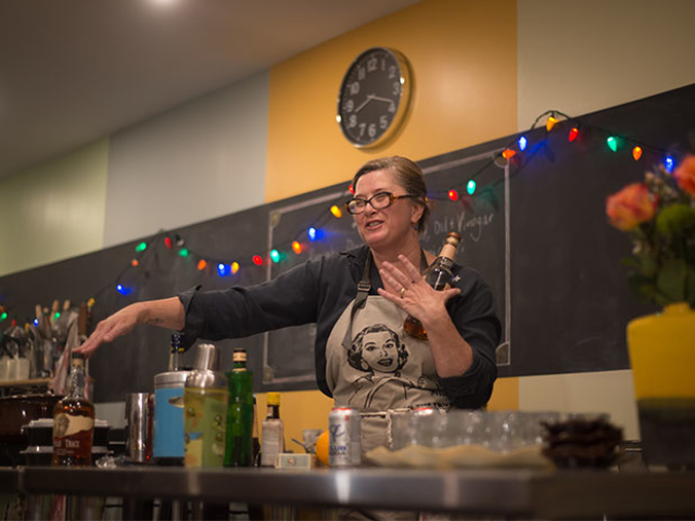 Lisa Dickie, owner of Dickie's Cooking School teaches how to make bourbon sours