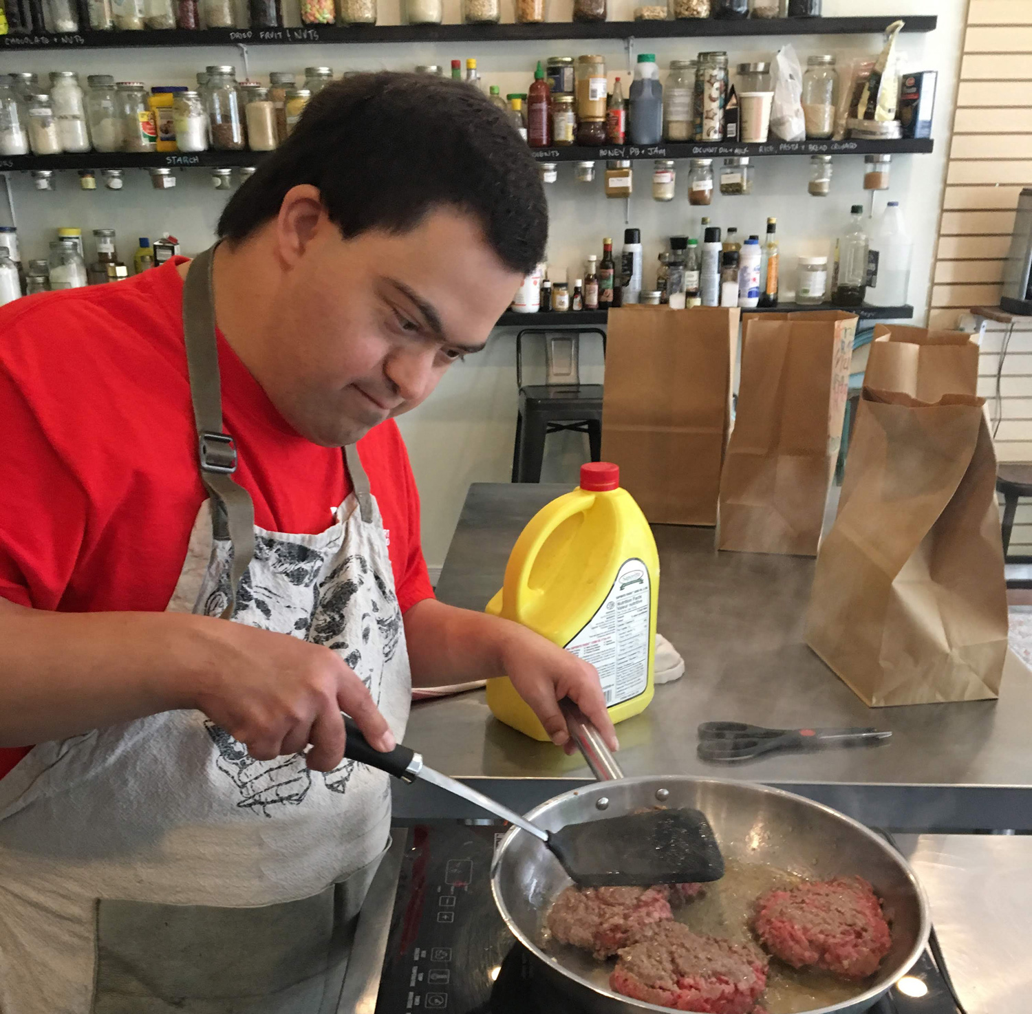 Man with Down Syndrome learns cooking and life skills at Dickie's Cooking School