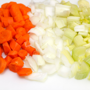 Mirepoix: carrots, celery and onion